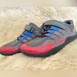 Gray and Red Merrell Trail Glove 5 Kids Shoes Size 1.5